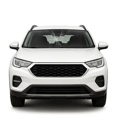 Auto mit kaputter Frontscheibe | Frontscheiben-Tausch von Fachwerkstatt